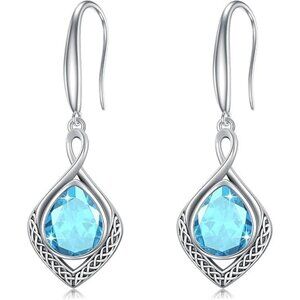 02-December BIrthstone Celtic Knot Filigree 925 Silver Infinity Earrings